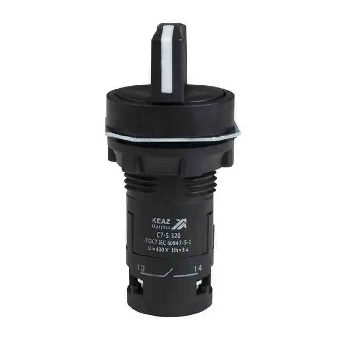 Переключатель 3 положения OptiSignal Compact D22 С7-S-320 черн. 2НО XB7ND33 КЭАЗ 362138