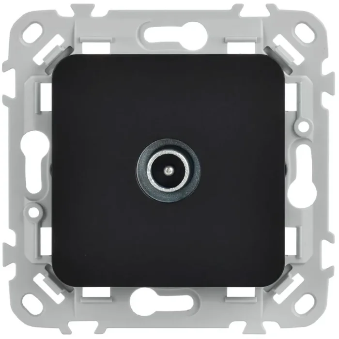 Розетка телевизионная проходная СП FLITE РТВм-1-1-2-ФлЧ тип M экранир. механизм черн. IEK FI-A13-P-K02