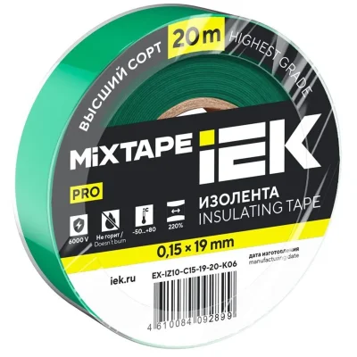 Изолента 0.15х19мм (рул.25м) зел. IEK EX-IZ10-C15-19-25-K06