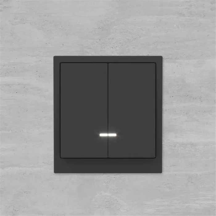 Переключатель 2-кл. KANT с подсветкой черн. уголь DKC 7012144
