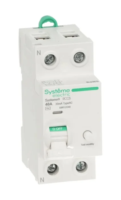 Выключатель дифференциального тока 2п 40А 30мА тип AC Systeme9 230В SE S9R12240