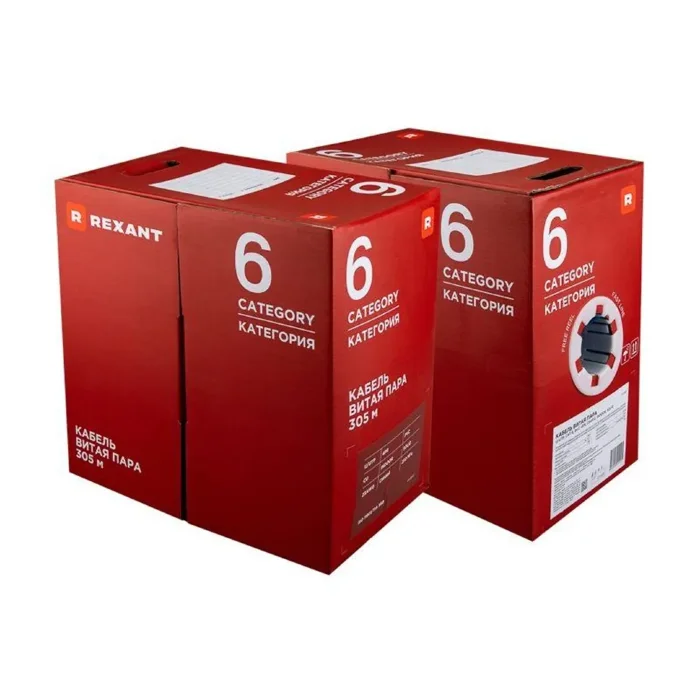 Кабель витая пара U/UTP кат.6 4х2х23AWG solid CU PVC син. (м) Rexant 01-0047