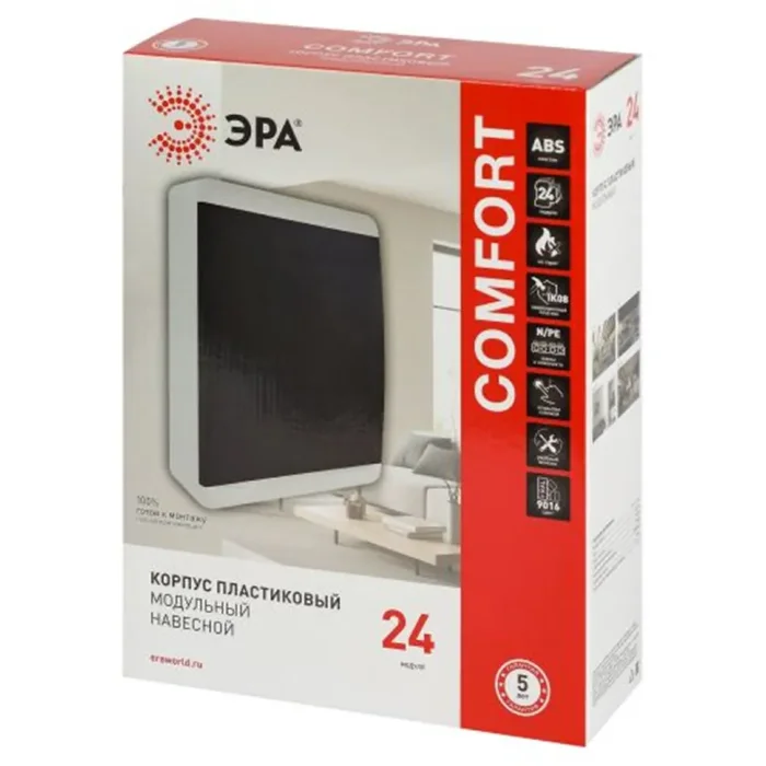 Корпус навесной COMFORT ЩРН-П-24 IP41 пластик. прозр. крышка бел. bs24cw Эра Б0067244