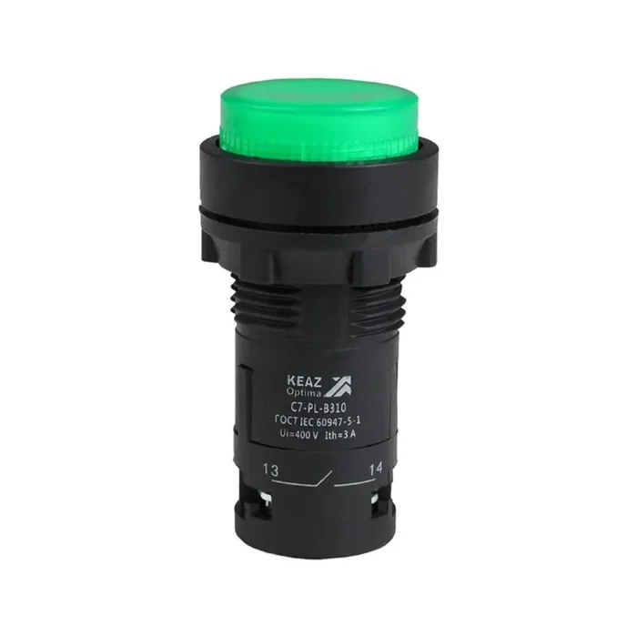 Кнопка с подсветкой OptiSignal Compact D22 С7-PL-B310 зел. 1НО 24В AC/DC XB7NW33B1 КЭАЗ 362090