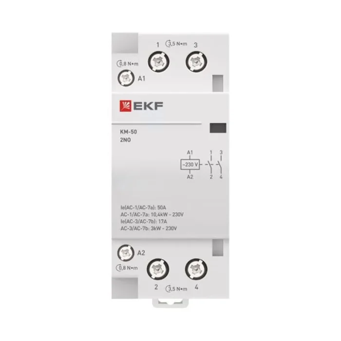 Контактор модульный КМ 50А 2NО (2 мод.) EKF km-2-50-20