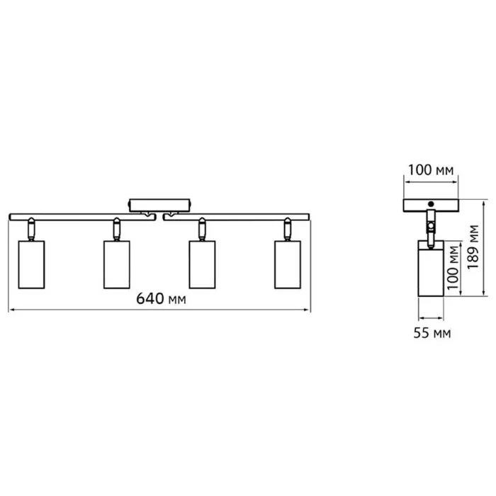 Светильник PCL-0504 4xGU10 IP20 230В WH настен./потолочн. декор. под лампу JazzWay 5066748