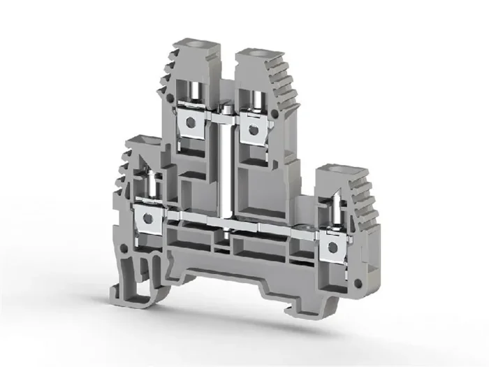 Клеммник 2-х ярусный 4кв.мм с внутр.перемычкой сер. PIK4NK Klemsan 319129