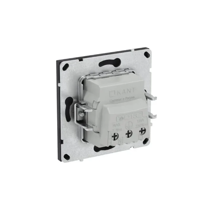 Розетка силовая KANT 2P+E защ. шторки черн. уголь DKC 7012003