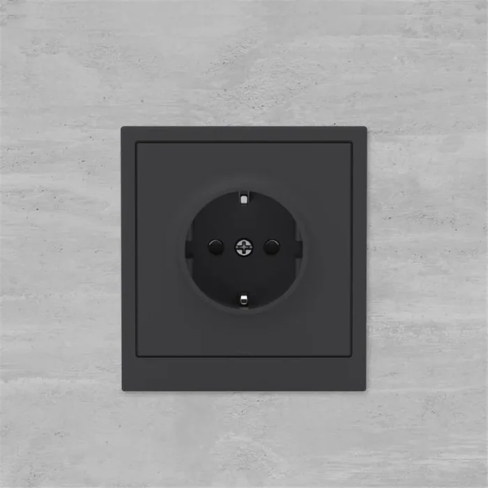 Розетка силовая KANT 2P+E защ. шторки черн. уголь DKC 7012003