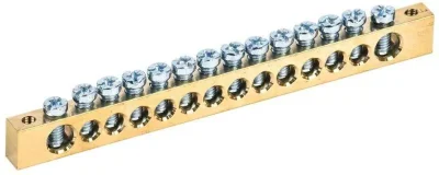 Шина PEN &quot;земля-ноль&quot; 8х12мм 14/2 (14групп/крепеж по краям) IEK YNN21-14-100