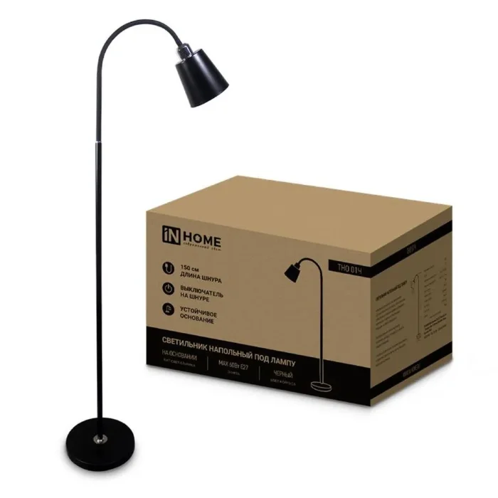 Светильник ТНО 01Ч 60Вт E27 230В торшер напольн. под лампу на основании черн. IN HOME 4690612042657