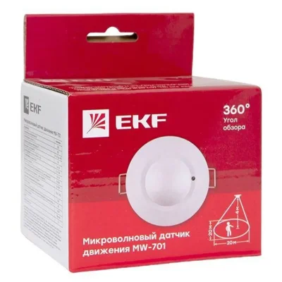 Датчик движения микроволновый MW-701 1200Вт 360град. до 20м IP20 бел. PROxima EKF dd-mw-701