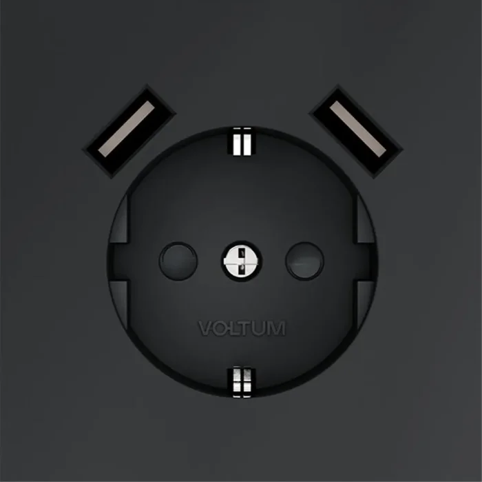 Розетка 1-м СП S70 16А с USB A+A с заземл. защ. шторки механизм графит Voltum VLS040407