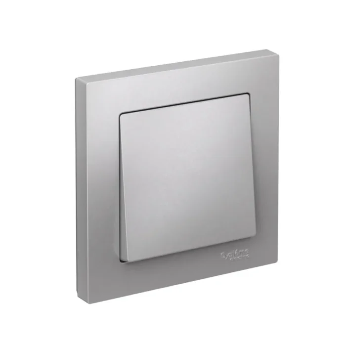Выключатель 1-кл. СП AtlasDesign 10А IP20 (сх. 1) 10AX в сборе алюм. SE ATN000312