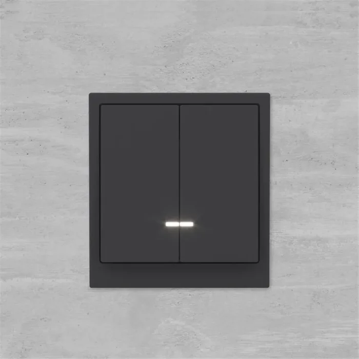Выключатель 2-кл. KANT с подсветкой черн. уголь DKC 7012134