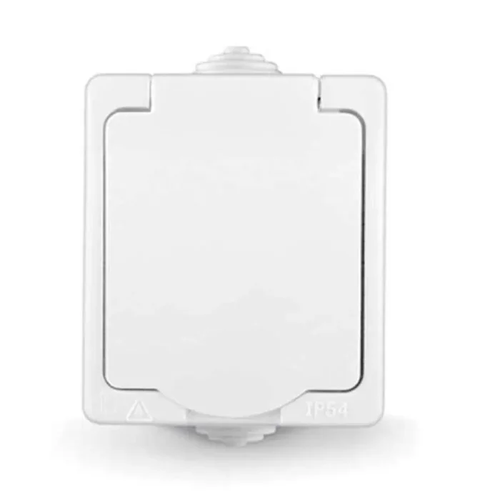 Розетка 1-м ОП Аллегро 16А с защ. крышкой защ. шторки с заземл. IP54 бел. UNIVersal 5563286