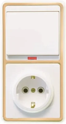 Блок БКВР-056 Бэлла (1-кл. выкл. с подсветкой + розетка с заземл.) зол. Кунцево 5822