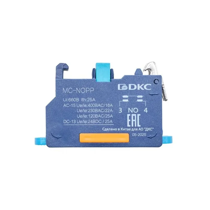 Блок контактный с клеммным безвинтовым зажимом нормально-открытый DKC MC-NOPP