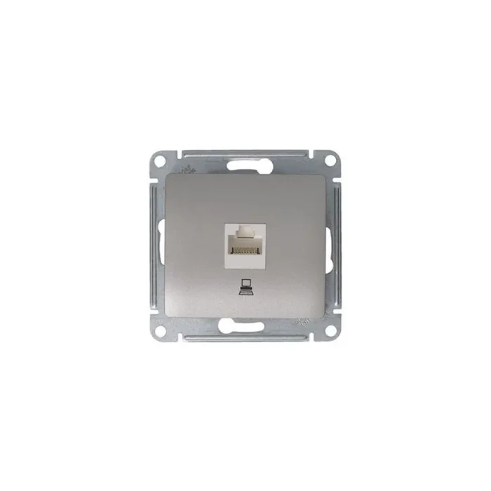 Розетка компьютерная 1-м Glossa RJ45 кат.5E механизм платина SE GSL001281K