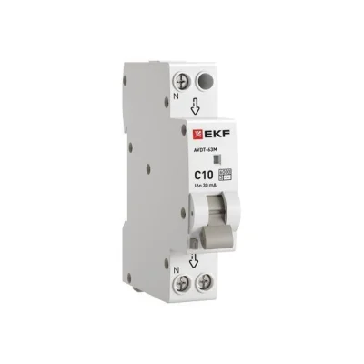 Выключатель автоматический дифференциального тока 1мод. C 10А 30мА тип AC 6кА АВДТ-63М электрон. PROxima EKF DA63M-10-30