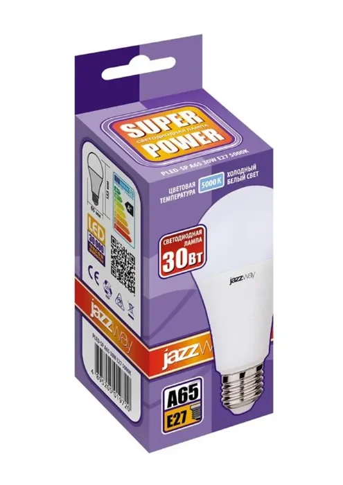 Лампа светодиодная PLED-SP 30Вт A65 5000К холод. бел. E27 230/50 JazzWay 5019720