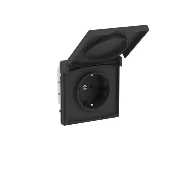 Розетка силовая KANT IP44 2P+E защ. шторки с крышкой черн. уголь DKC 7012013