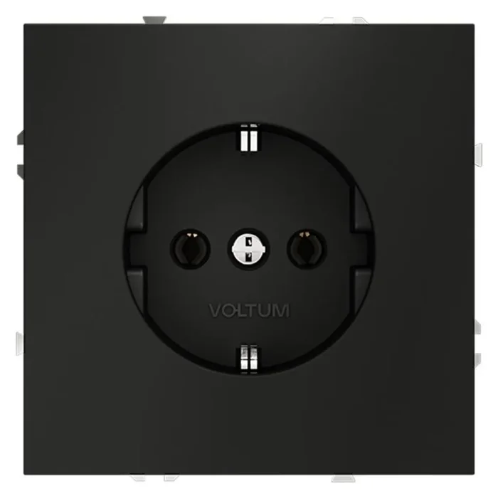 Розетка 1-м СП S70 16А с заземл. механизм черн. матов. Voltum VLS040108