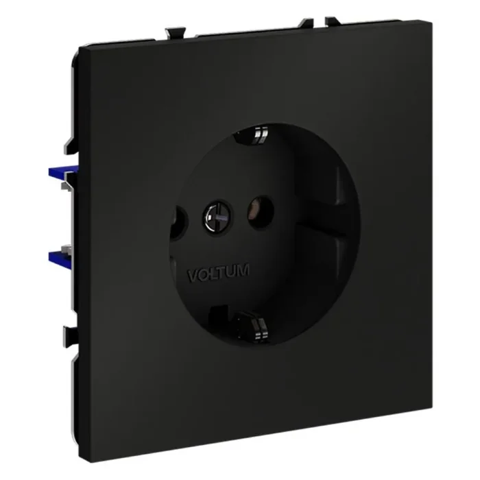 Розетка 1-м СП S70 16А с заземл. механизм черн. матов. Voltum VLS040108