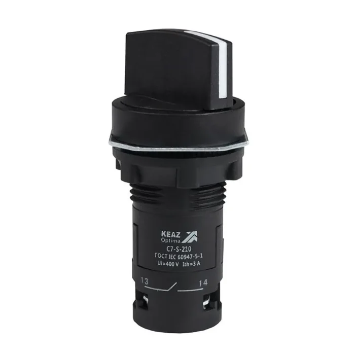 Переключатель 2 положения OptiSignal Compact D22 С7-S-210 черн. 1НО XB7ND21 КЭАЗ 362133