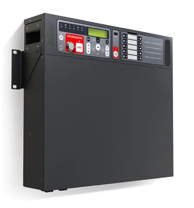 Прибор управления оповещением пожарный SPM; SPM-B10025-AW 250Вт 10зон/10 линий оповещ. прием сигнала от ОПС по АЛС уст. на стену Sonar Rbz-219755
