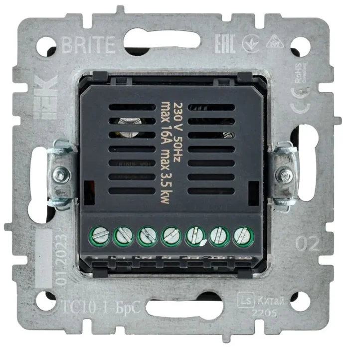 Термостат электронный с индик. BRITE СП IP20 ТС10-1-БрС механизм сталь IEK BR-RT11-K46