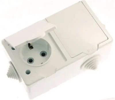 Розетка 2-м ОП РА16-759 16А IP44 с заземл. ПГ бел. Кунцево 5907
