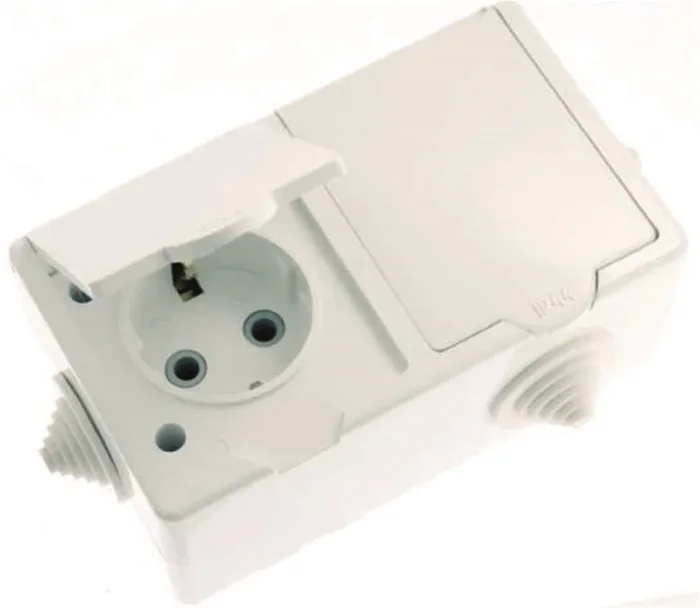 Розетка 2-м ОП РА16-759 16А IP44 с заземл. ПГ бел. Кунцево 5907