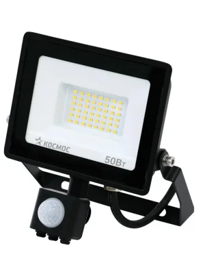 Прожектор светодиодный 50Вт 6500К IP65 4000лм с датчиком Super-Slim КОСМОС K_PR5_LED_50S