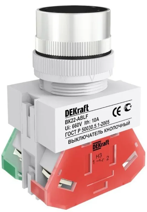 Выключатель кнопочный ABLF ВК-22 d22мм 220В черн. DEKraft 25012DEK