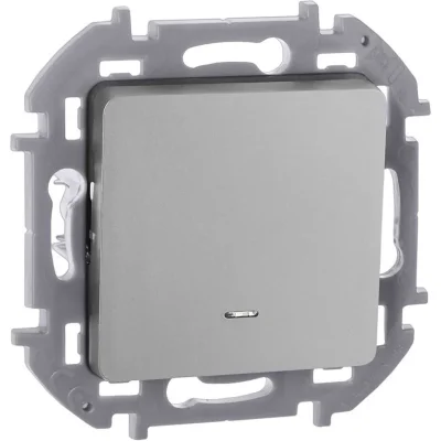 Выключатель 1-кл. Inspiria 10А IP20 250В 10AX с подсветкой/индикацией механизм алюм. IEK 673612