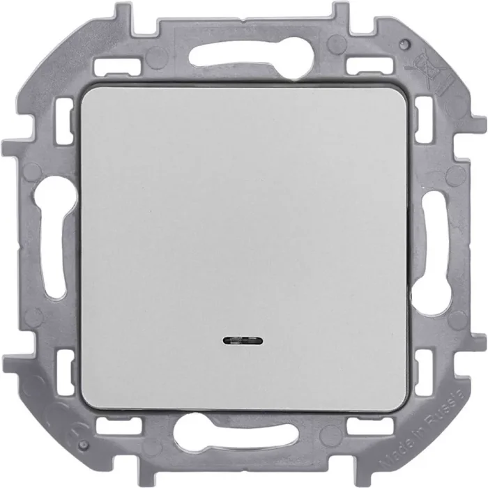 Выключатель 1-кл. Inspiria 10А IP20 250В 10AX с подсветкой/индикацией механизм алюм. IEK 673612