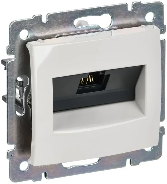 Розетка компьютерная 1-м СП Valena RJ45 кат.6 UTP на захватах механизм бел. IEK 774246