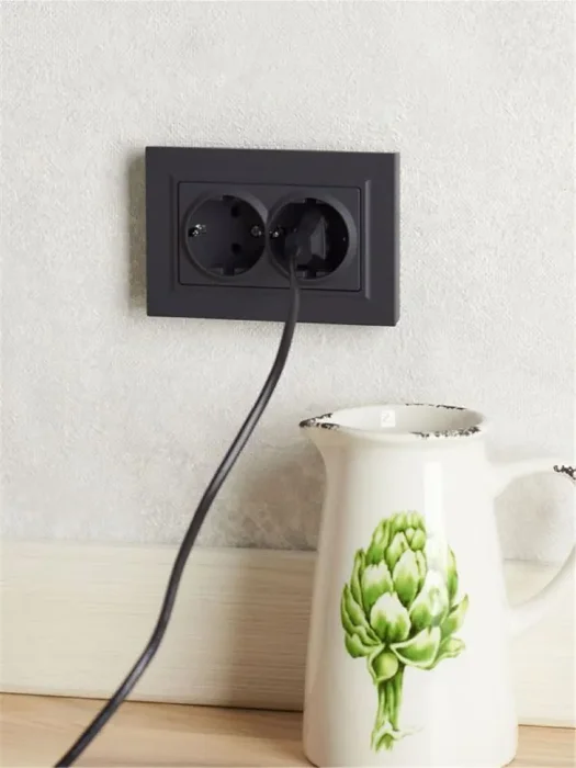 Розетка 2-м СП BRITE РСш12-3-БрГ 16А в сборе с заземл. защ. шторки графит IEK BR-R24-16-K53-F