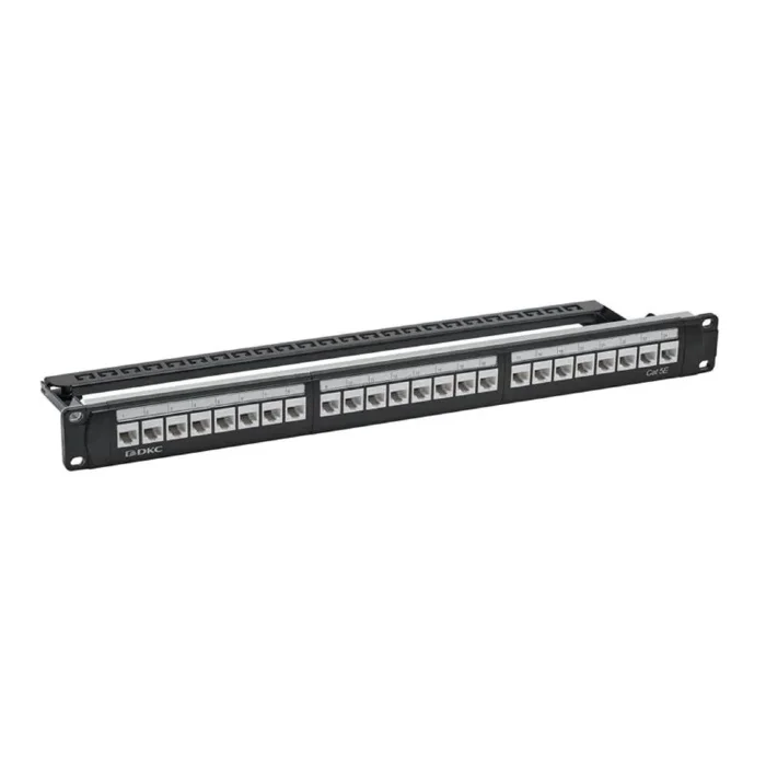 Патч-панель 19дюйм 1UCAT5E 24 модуля RJ45 неэкранированная DKC RN5PPU24