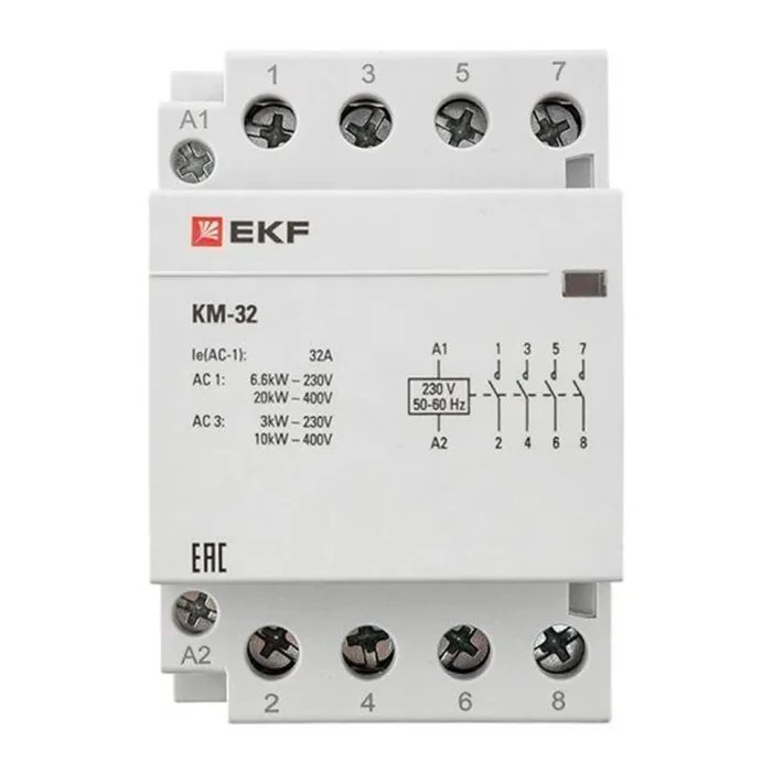 Контактор модульный КМ 32А 4NО (3 мод.) EKF km-3-32-40