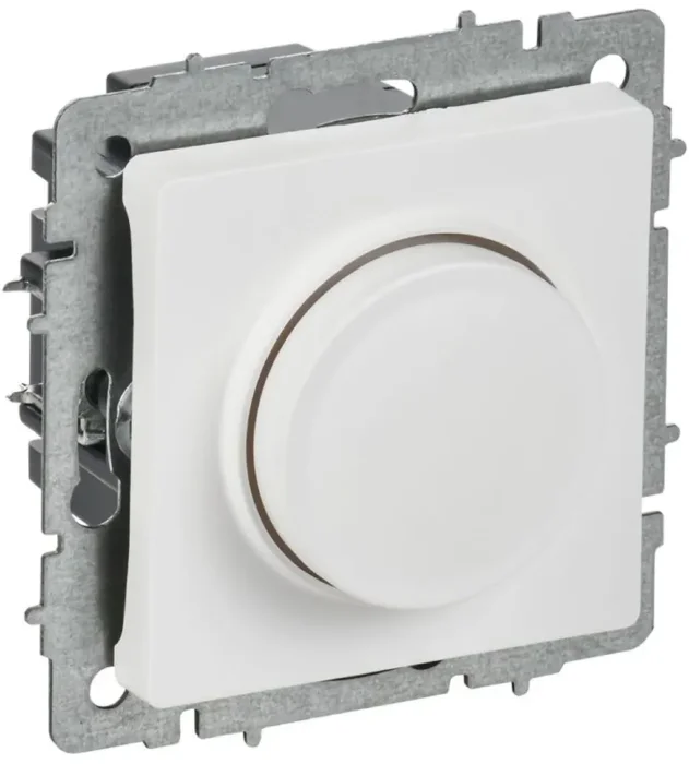 Светорегулятор поворотно-нажимной СП BRITE СС10-1-0-БрАБ 600Вт механизм арктич. бел. IEK BR-D20-0600-K91