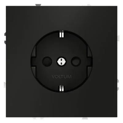 Розетка 1-м СП S70 16А с заземл. защ. шторки механизм черн. матов. Voltum VLS040208