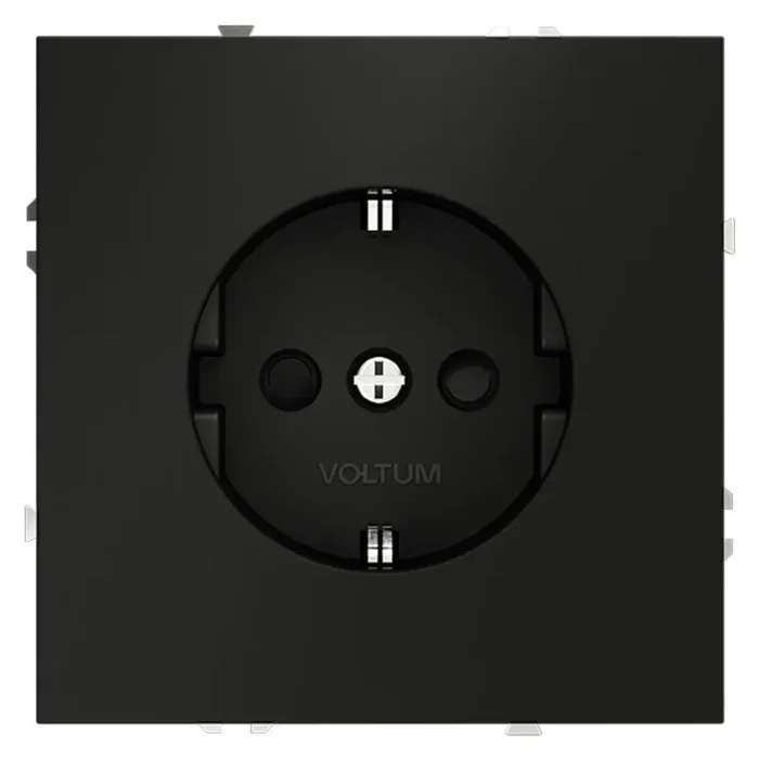 Розетка 1-м СП S70 16А с заземл. защ. шторки механизм черн. матов. Voltum VLS040208
