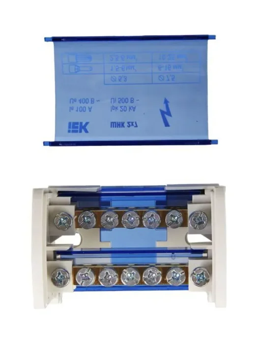 Шина на DIN-рейку в корпусе (кросс-модуль) ШНК 2х7 L+PEN IEK YND10-2-07-100