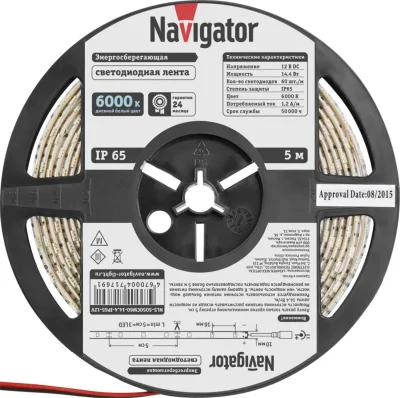 Лента светодиодная 71 769 NLS-5050CW60-14.4-IP65-12V R5 14.4Вт/м (уп.5м) Navigator 71769