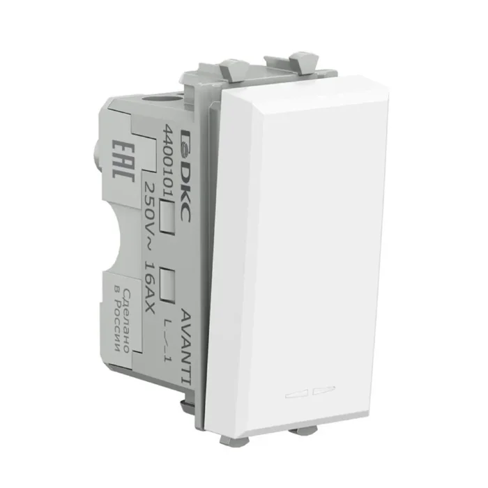 Выключатель модульный 1-кл. 1мод. Avanti "Белое облако" 16А IP20 бел. DKC 4400101