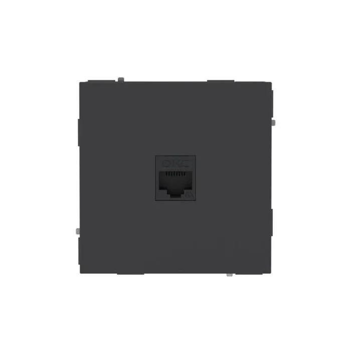 Розетка компьютерная 1-м KANT RJ45 кат.6A без шторки черн. уголь DKC 7012673