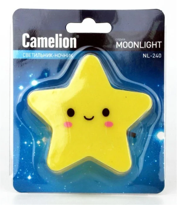 Светильник светодиодный NL-240 &quot;Звезда&quot; 220В ночник с выкл. желт. Camelion 13815