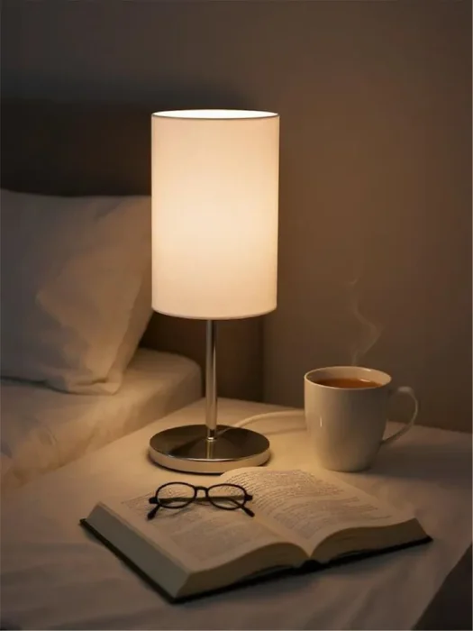 Светильник настольный JH3-01-wh E14 IP20 110х110х310мм метал.; ткань; PVC-пластик бел. JazzWay 5062344